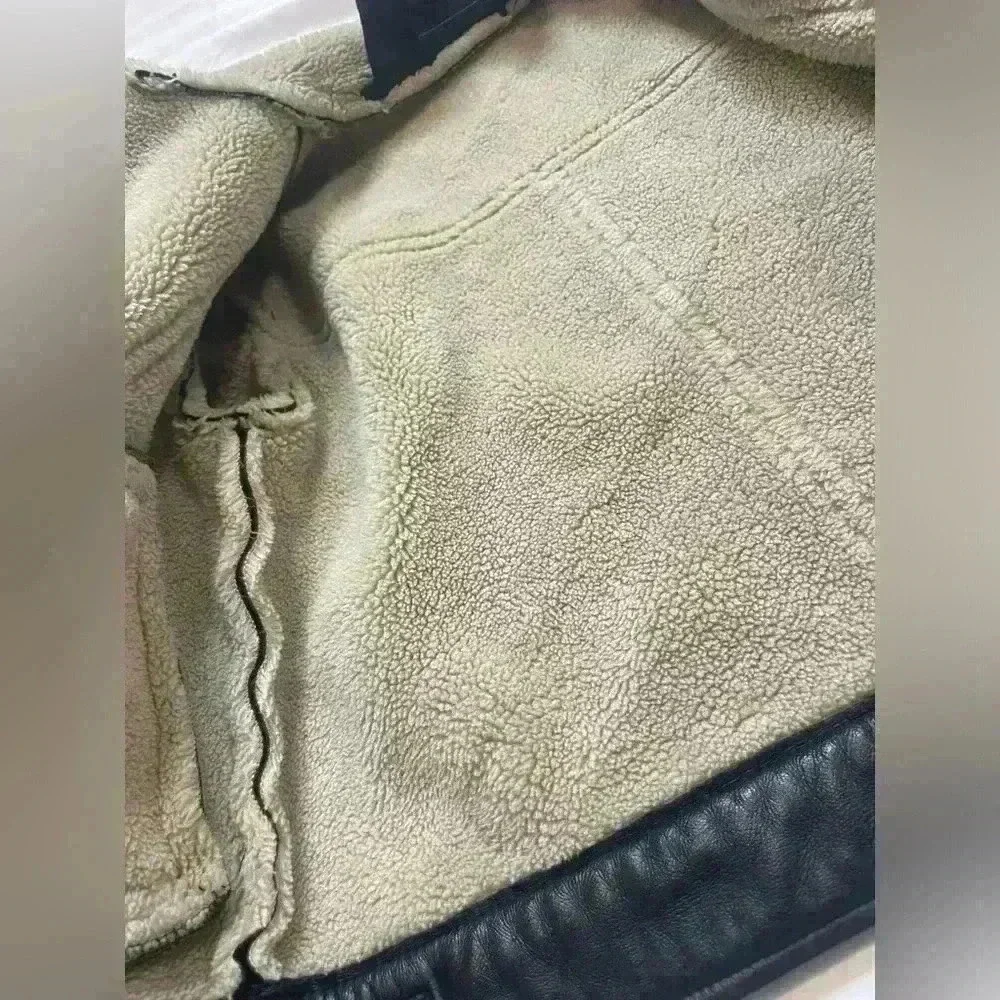 Zara Girls Combo Double Faced Biker Moto Jacket Black Cream - Picture 8 of 10